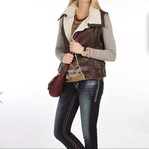 Chor | Sherpa asymmetrical Faux Leather Vest Size M NWT